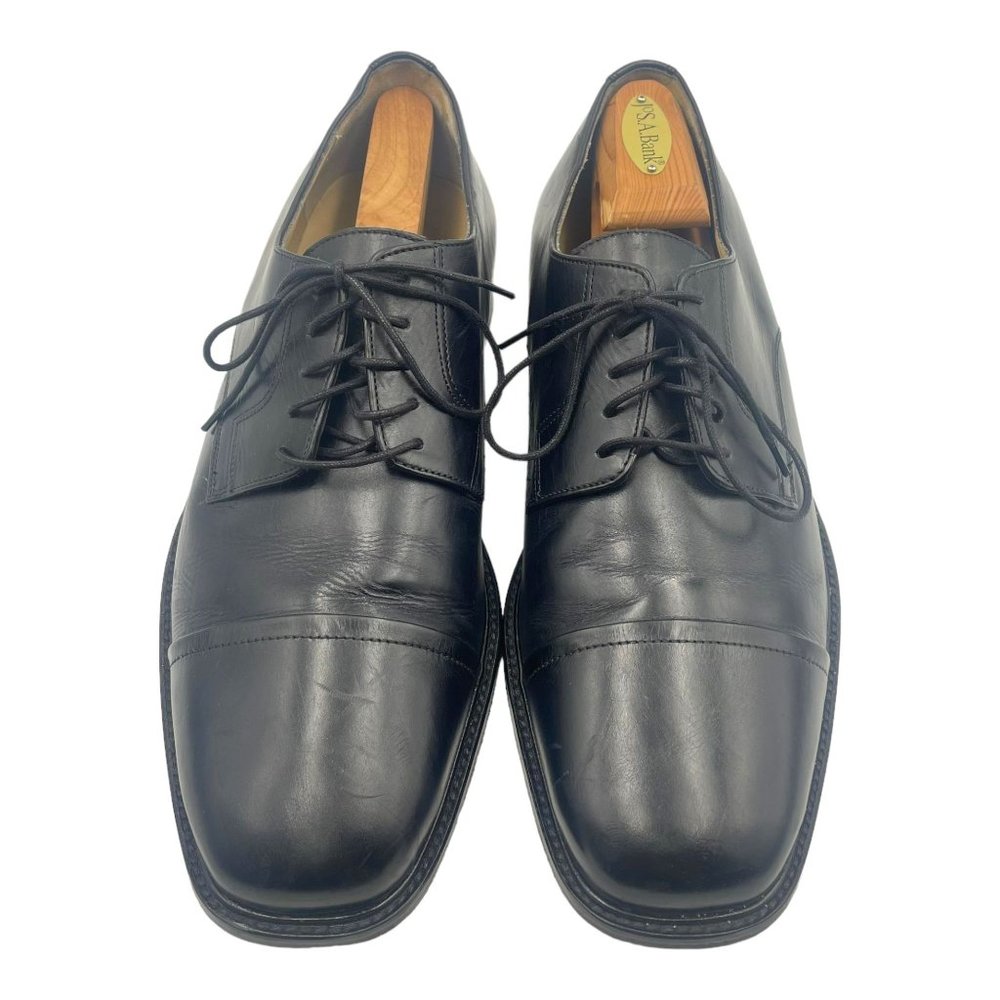 J Johnston Murphy Black Leather Cap Toe Oxfords 59-11055 Mens 11 D Dress Shoes